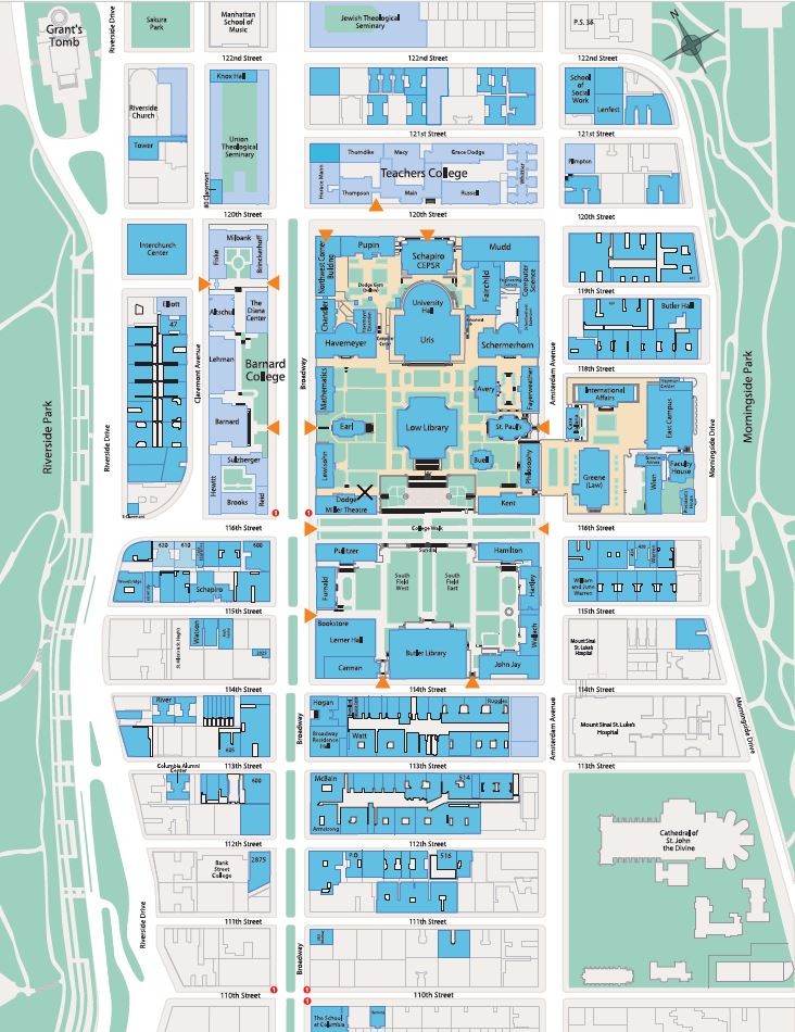 Campus map with Dodge plaza marked
